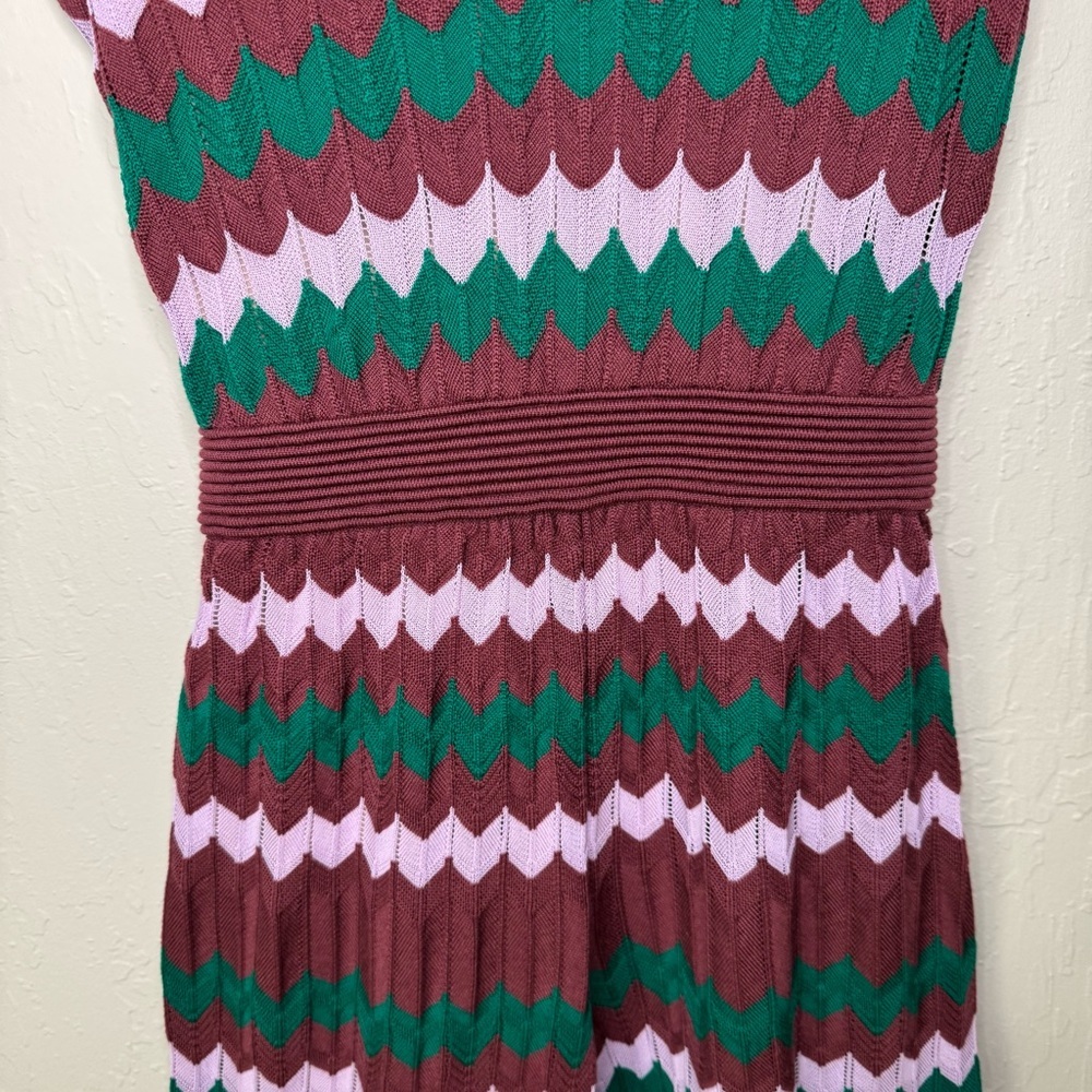 NWT M MISSONI Wide Leg Knit Jumpsuit Long Overalls Zig Zag Pattern V-Neck XS - Picture 11 of 16